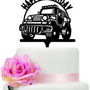 Black Jeep Pickup Cake Topper, SUV Off-Road Car Birthday Decoration, 4x4 Vehicle Theme Cake Topper for Men, Husband, Son, Adventure Lovers, Outdoor Enthusiasts, and Car Enthusiasts. (7 inch)