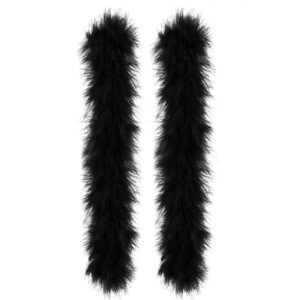 2 Pairs Feather Slap Bracelet Cuffs for Women Furry Slap on Wrist Bangle Fluffy Wristbands for Party Decoration (Black), Black, One Size (Black)