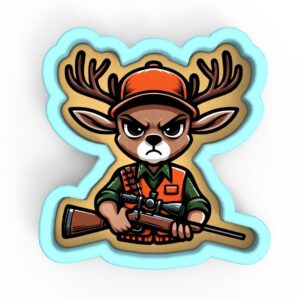 Deer Hunter Buck Cookie Cutter Black cookie Stamp and Stencil Set for Wildlife, Hunting, and Outdoor-Themed Baking, Sugar Cookie Mold, Fondant Cutter, Baking Decoration Tools for Kids