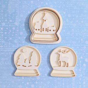 Snowglobe cookie cutter set for baking winter holiday themed sugar cookies fondant cupcake toppers Christmas party decor festive cake decoration seasonal craft and baking kitchen tool