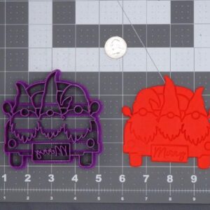 Black Christmas Gnomes in Truck 266 H534 Cookie Cutter Cookie Baking Mold Silhouette for Holiday Cookies Cupcakes Biscuits Fondant Decorating Kitchen Tool for Christmas Party Treats