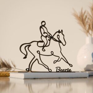 Equestrian Personalized Line Art Figure Plastic Minimal Home Decor with Name Detail for Riding Enthusiasts Office Desk Shelf Living Room Table Display Artistic Horse Rider Gift India