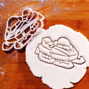 Snowmobile Cookie Cutter for Snow Machine Motor Sled Skimobile Snow Scooter Winter Sports Arctic Glacier Adventure Themed Baking Holiday Party Biscuits Outdoor Cold Weather Event Craft