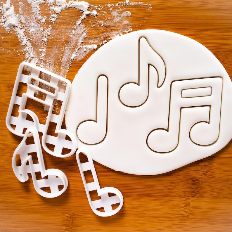 3 Musical Notes Cookie Cutters for Concert Music Lover Biscuit Cutters Treble Clef Crotchet Quarter Note Quaver Eighth Note Semiquaver Musician Gift Baking Tools (ONLY 3 MUSICAL NOTES)