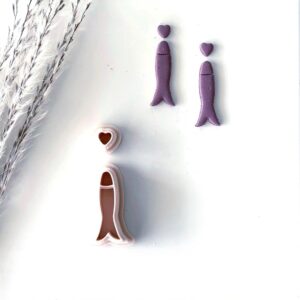 Fish and Heart Clay Cutter Combo for Polymer Clay Earrings Sardine Shaped and Heart Shaped Jewelry Clay Cutter Set for DIY Crafts Handmade Accessories and Clay Art Earring Making