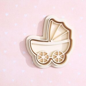 Baby Carriage Cookie Cutter Set for Nursery and Baby Shower Baking Infant Stroller Biscuit Pastry Fondant Sugar Paste Cutters for Homemade Cookies Cake Decorating Party Favors Toppers