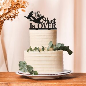 The Hunt Is Over Wedding Cake Topper | Rustic Cake Decoration | Funny Cake Topper for Weddings, Engagements, and Special Occasions | Unique Cake Decor with Elegant Rustic Charm