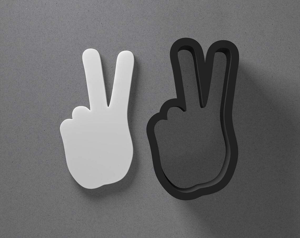 Hand Peace Sign Cookie Polymer Clay Cutter with Sharp Tapered Edge for Jewelry Making, Mini Stud Earrings, Pendant Sets, Earring Crafting Tool, Cookie Cutter for Clay and Dough Shaping - Image 2