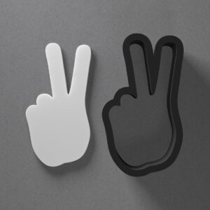 Hand Peace Sign Cookie Polymer Clay Cutter with Sharp Tapered Edge for Jewelry Making, Mini Stud Earrings, Pendant Sets, Earring Crafting Tool, Cookie Cutter for Clay and Dough Shaping