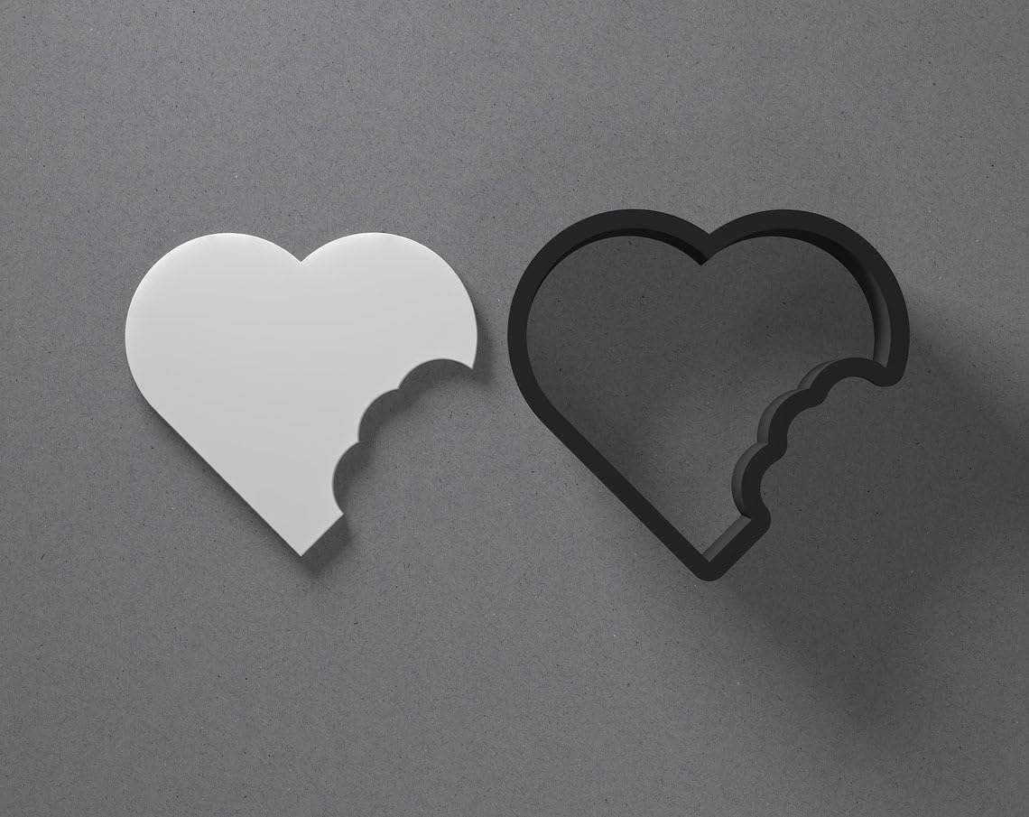 Bitten Heart Cookie Polymer Clay Cutter with Sharp Tapered Edge for Jewelry Making, Mini Stud Earrings, Pendant Sets, Earring Crafting Tool, Cookie Cutter for Clay and Dough Shaping - Image 2