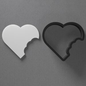Bitten Heart Cookie Polymer Clay Cutter with Sharp Tapered Edge for Jewelry Making, Mini Stud Earrings, Pendant Sets, Earring Crafting Tool, Cookie Cutter for Clay and Dough Shaping