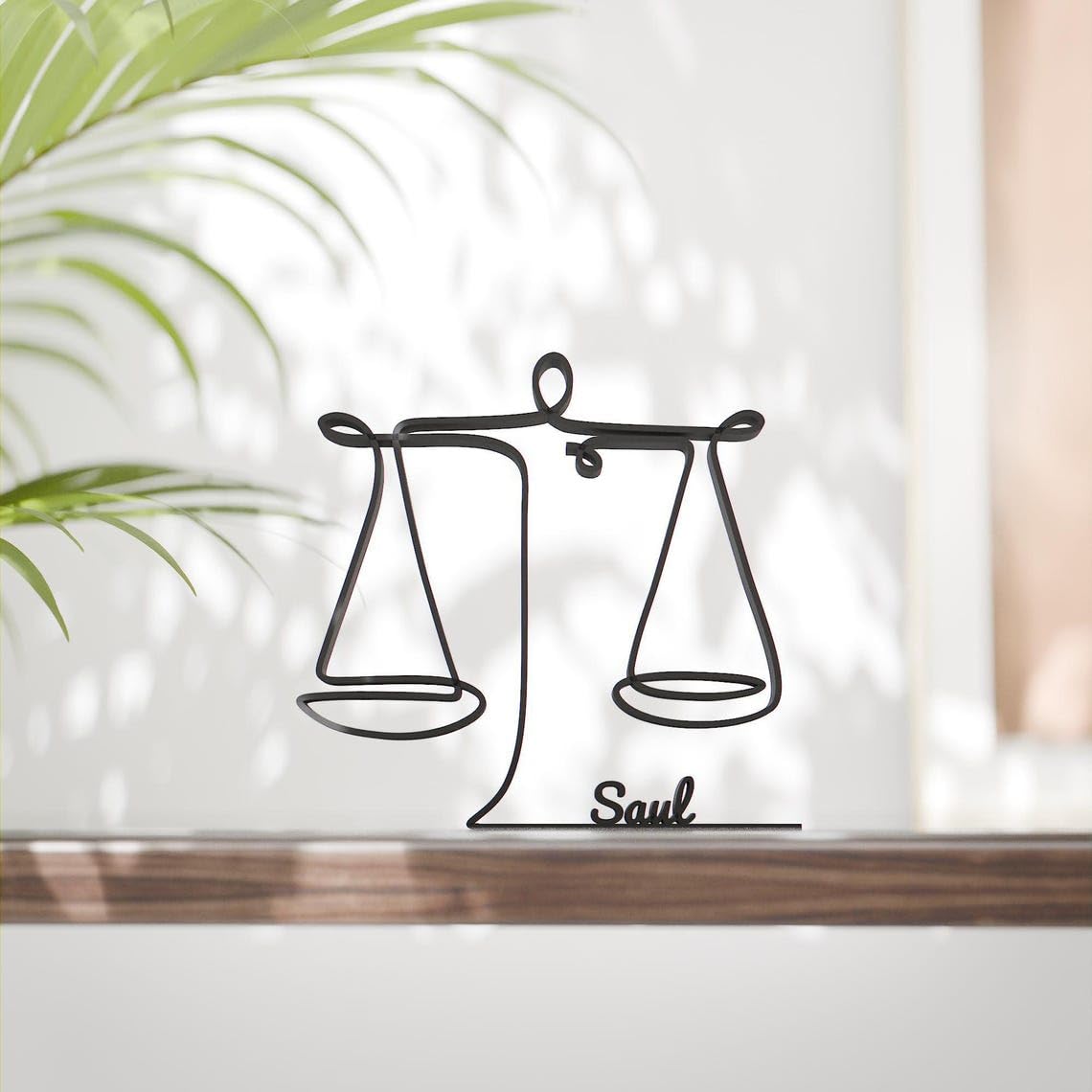 Personalized Libra Minimal Line Art Figure Plastic Name Zodiac Balance Decor Gift for Desk Shelf Home Office Modern Interior Art Display India - Image 2