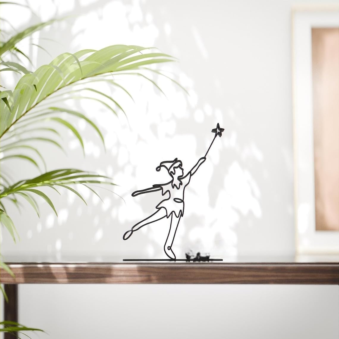 Peter Pan Plastic Minimalist Line Art Sculpture Story Inspired Home Decor Figure for Desk Shelf Living Room Office Decoration Artistic Fantasy Character Theme - Image 2