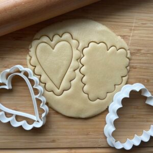 Set of 2 Tall Lacy Heart Cookie Cutters Cookie - Suitable Size - Choose Standard or Dishwasher Safe - Made in India - Decorative Baking Molds for Valentines, Weddings, Parties