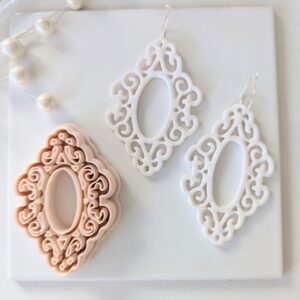 Elegant Victorian Style Earring Imprint Clay Cutter Tool 3 Inch Large Cookie Cutter for Polymer Clay Jewelry Making DIY Statement Earrings and Vintage Inspired Handmade Accessory