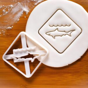Shark Warning Sign Cookie Cutter Biscuit Fondant Craft Clay Cheese Dough Sugarpaste craft Baking Tool Nautical Summer Beach Party Predator Megalodon Jawsome Swim Birthday (ONLY WARNING SIGN)