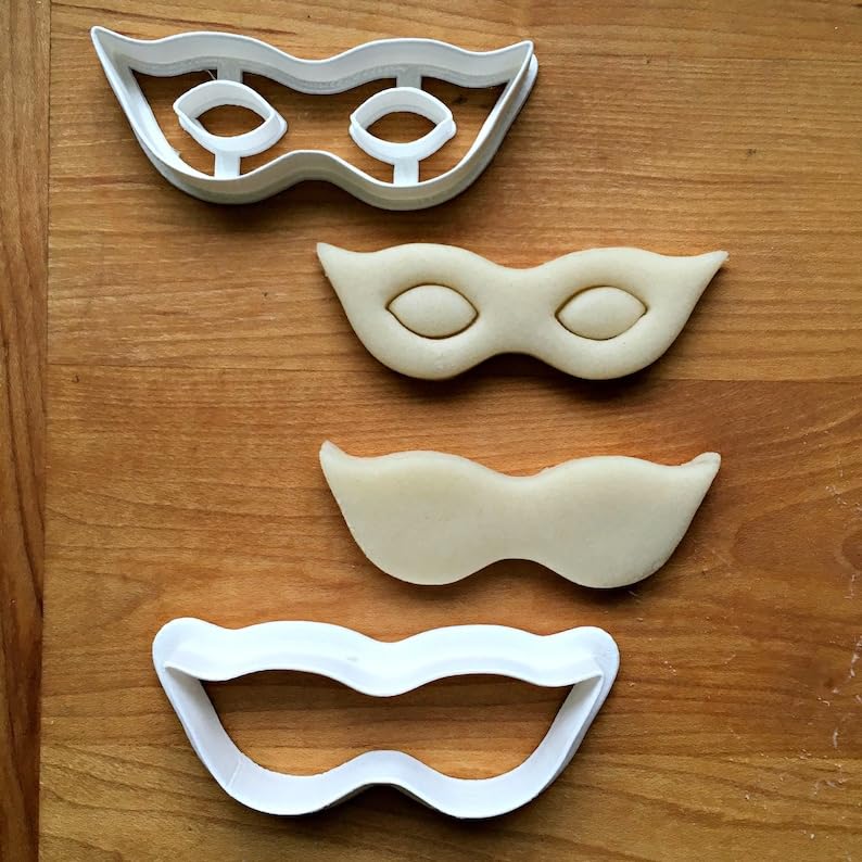Set of 2 Cookie Masquerade Mask Cookie Cutters Multi Size Made in India for Party Favors, Birthday, Mardi Gras or Halloween Celebrations Edible Decorations, Fondant, Cookies, Crafts,