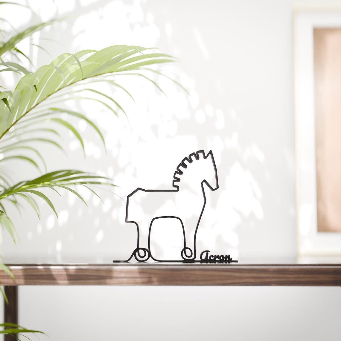Trojan Horse Plastic Minimal Line Art Sculpture Myth Decor Figure for Living Room Desk Shelf Ancient Theme Home Office Interior Styling Piece - Image 2