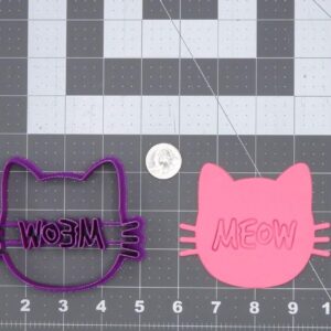 Black Cookie Meow Cat Head 266 I167 Cookie Cutter for Animal Themed Baking, Fondant Cake Decorations, Pet Lover Party Treats, Kids Crafts, Cat Events and Creative Dessert Projects