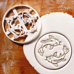 Yin Yang Koi Fish Cookie Cutter for Feng Shui Theme Baking Biscuit Fondant Symbolic Lucky Carp Treats Good Fortune and Wealth Asian Inspired Cookies for Festivals New Year and Spiritual