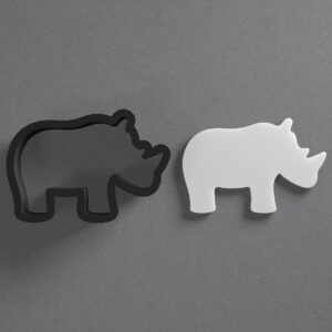 Rhino Rhinoceros Animal Shape Cookie Polymer Clay Cutter With Sharp Tapered Edge Earring Making Tool For DIY Jewelry Pendant Studs Safari Wildlife Cookie Cutter For Clay Art Craft