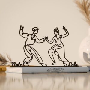 Personalized Lindy Hop Dancers Inspired Line Art Figure Plastic Name Display Decor Gift for Home Office Desk Shelf Minimal Modern Swing Dance Art Accent India