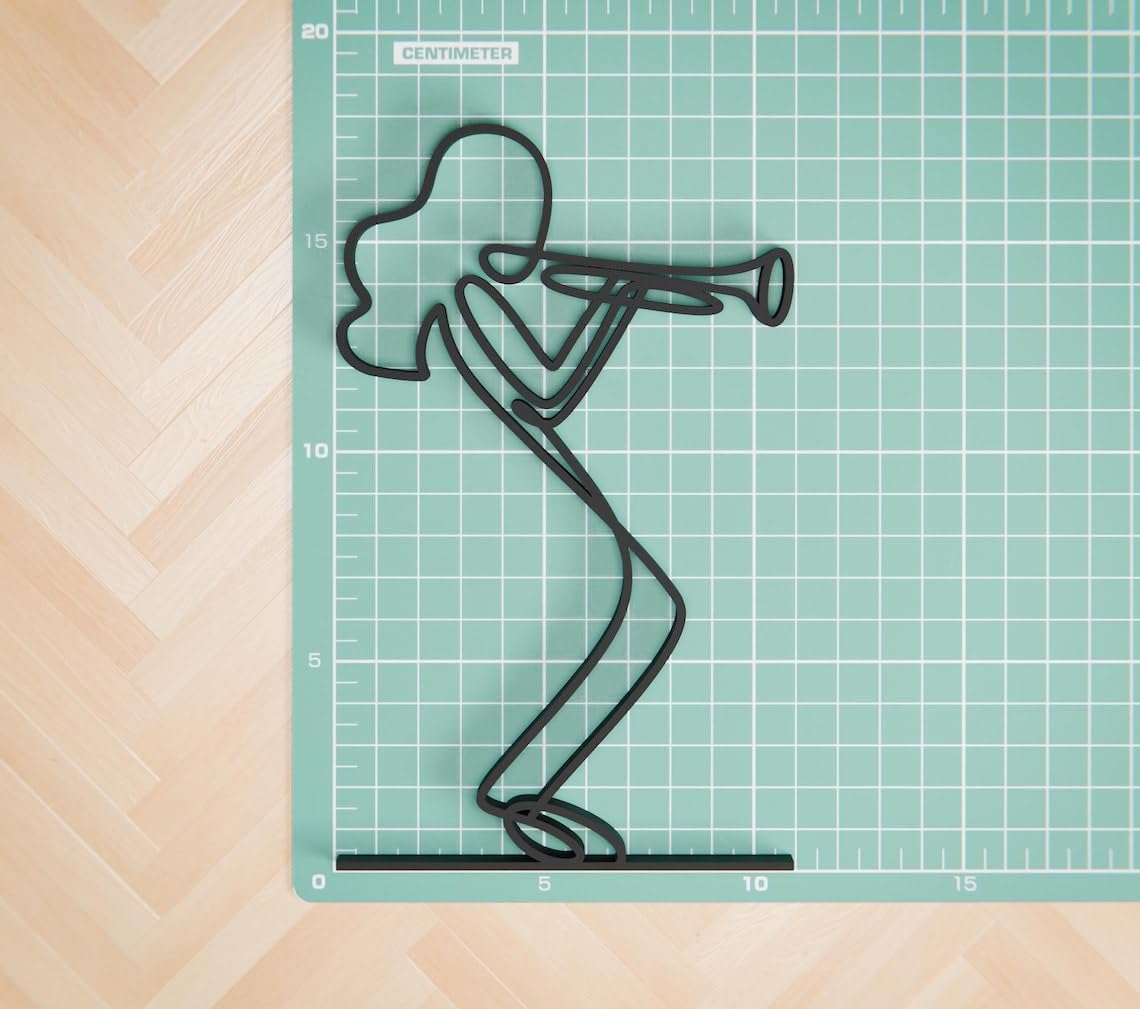 Female Trumpeter 02 Plastic Minimal Line Art Sculpture Music Decor Figure for Living Room Desk Shelf Artistic Instrument Theme Gift for Modern Home Office Styling - Image 4