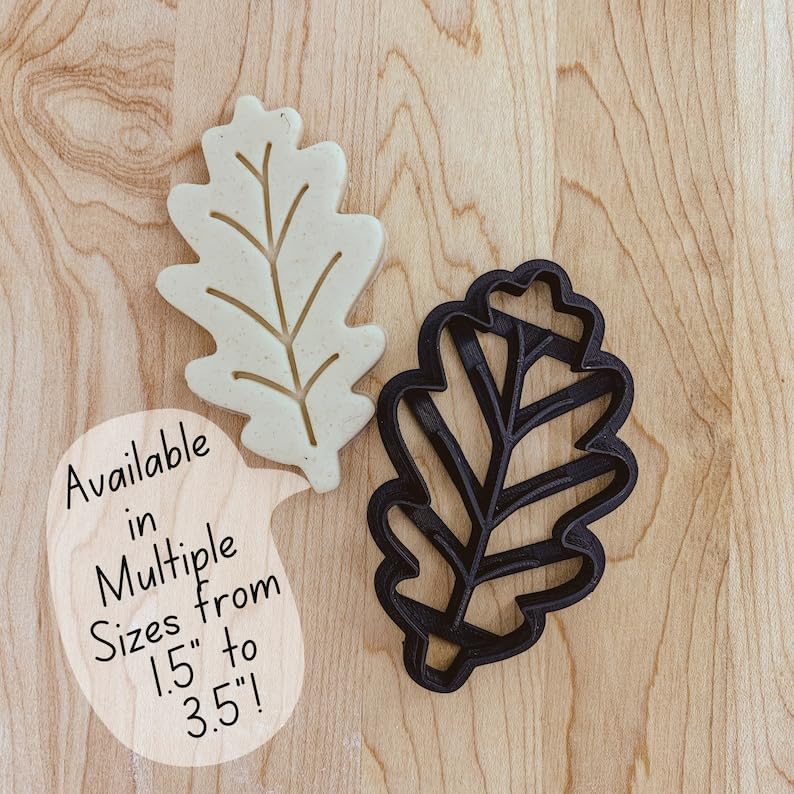 Oak Leaf Detailed Fall Thanksgiving Cookie Fondant Clay Cutter India Cookie Autumn Leaf Shape for Baking, Cake Decorating, Clay Crafts, Pottery, Ceramics, Polymer Projects,