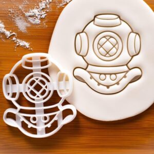 Diving Helmet Cookie Cookie Cutter Nautical Retro Steampunk Biscuit Cutter Scuba Diver Vintage Underwater Diving Party Navy Ocean Exploration Bon Voyage Gift Baking Too(ONLY Diving HELlMET)