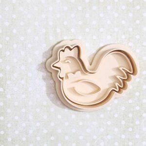 Rooster Cookie Cutter Set for Farm Animal Theme Baking Hen and Rooster Shaped Biscuit Pastry Fondant Sugar Paste Cutters for Homemade Cookies Cake Decoration Kitchen Tools for Kids