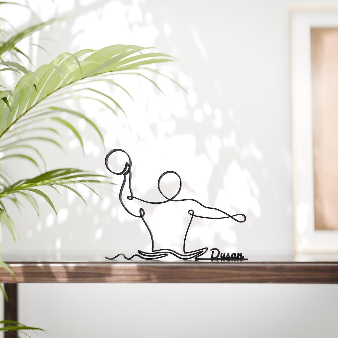 Personalized Water Polo Player Plastic Minimalist Line Art Sculpture Custom Name Sports Decor Figure for Home Office Desk Shelf Thoughtful Gift for Swimmer - Image 2