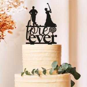 Forever Golf Wedding Cake Topper Couple | Golfer Cake Topper Weddings | Golf-Themed Mr and Mrs Cake Decoration | Unique Wedding Cake Topper Golf Lovers | Elegant Golf Party Decoration (6 inch)