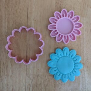 Black Flower Cookie Cutter and Stamp Set for Baking Fondant Biscuits Clay Crafts Spring Garden Floral Theme Cake Decorating Party Supplies Kids Learning Activities and Creative DIY Art