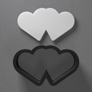 Double Heart Shape Polymer Clay Cutter with Sharp Tapered Edge for Clean Cutting, Jewelry and Earring Tool for Mini Studs and Pendant Sets, Cookie Cutter for Crafting and Baking in