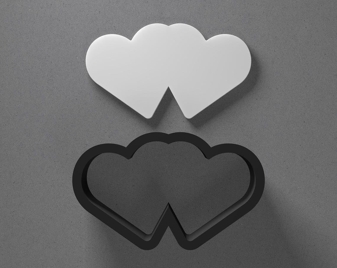Double Heart Shape Polymer Clay Cutter with Sharp Tapered Edge for Clean Cutting, Jewelry and Earring Tool for Mini Studs and Pendant Sets, Cookie Cutter for Crafting and Baking in