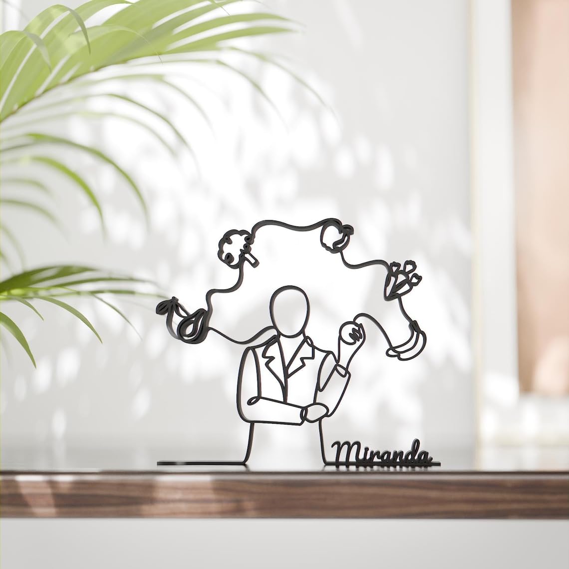 Black Personalized Dietitian Plastic Line Art Figure Custom Name Nutrition Expert Sculpture Modern Minimal Health Decor Creative Wellness Themed Office Kitchen Clinic Desk Display Contemporary - Image 2