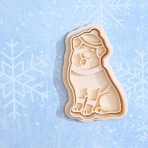 Christmas Dog Cookie Cutter Set for Holiday Theme Baking Festive Puppy Shape Biscuit Pastry Fondant Sugar Paste Cutters for Winter Party Homemade Cookies and Christmas Cake Decoration