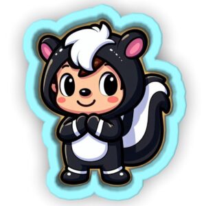 Skunk Halloween Costume Kid Cookie Cutter Black cookie Stamp and Stencil Set for Fun Halloween Party Baking, Animal Themed Sugar Cookie Mold, Fondant Cutter, Holiday Baking and Decorat