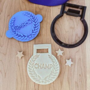 Medal Award Cookie Fondant Clay Cutter and Stamp Set for Team Parties, Champion Celebration Cookies, Sports Event Decorations, Durable Cookie Cutter and Embosser Made in India
