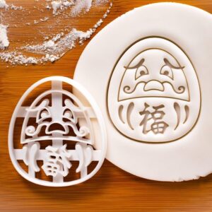 Angry Daruma doll shape cookie cutter baking biscuits fondant dough Japanese lucky charm treats talisman themed gifts good luck perseverance baking accessory party decor dessert (ONLY ANGRY)