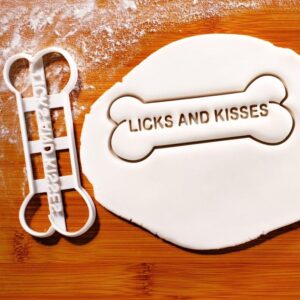 Dog Bone Cookie Cutter with LICKS AND KISSES Imprint for Homemade Pet Treats Baking Gift Idea for Dog Lovers Pet Owners Animal Shelter Events Puppy Parties and Canine Celebrations