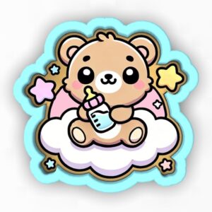 Black Teddy Bear Baby Bottle Clouds Cookie Cutter Stamp Stencil Baking Tool for Baby Shower, Newborn, and Holiday Theme Cookies Fondant Pastry Biscuits Sandwiches Desserts Party Snacks