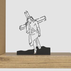 Jesus Christ Carrying the Cross Sculpture | Religious Christian Art | Shelf Decor | Faith-Inspired Statue | Spiritual Home Accent