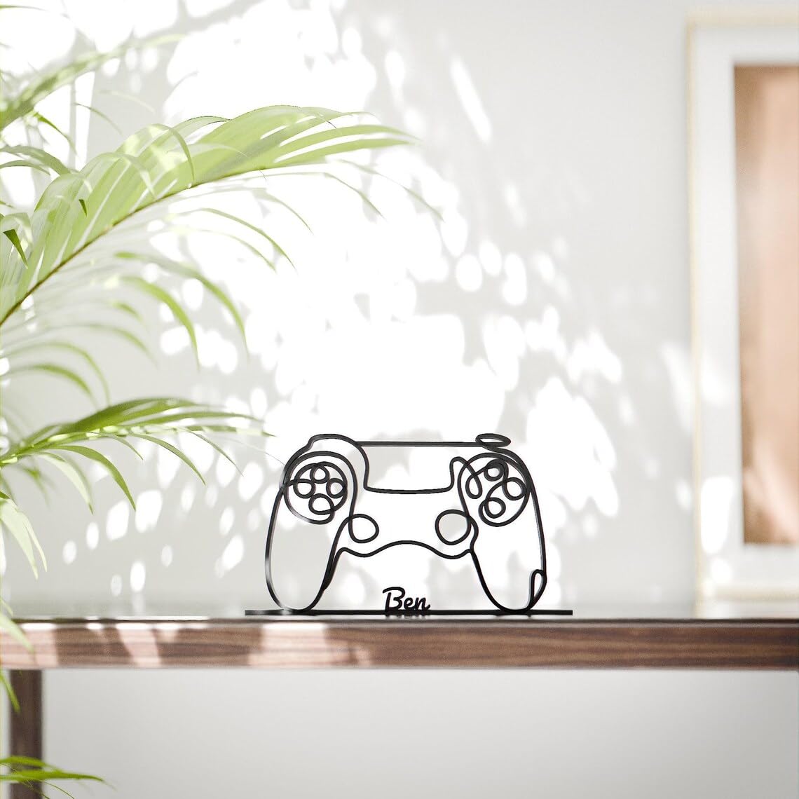 Personalized Gamepad Minimal Line Art Figure Plastic Name Gaming Decor Gift for Desk Shelf Home Office Modern Interior Art Display Daily Entertainment India - Image 2