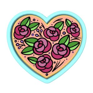 Black Flower Heart Cookie Cutter Stamp Stencil Baking Tool for Floral and Heart Theme Cookies Fondant Pastry Biscuits Sandwiches Desserts Valentine Party Snacks Baking Decoration