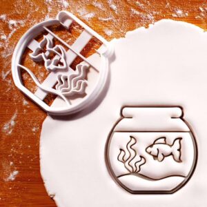 Fish Bowl Cookie Cutter Cookie for Aquarium Themed Parties Pet Lovers Baking Supplies Cat and Fish Biscuit Fondant Clay Cutter Set for Creative Treats Fun Animal Party Snacks (ONLY FISH BOWL)