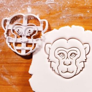 Cookie Realistic Monkey Face Cookie Cutter Biscuit Mold Jungle Safari Themed Birthdays Zoo Animal Wildlife Conservation Parties Fondant Clay Crafting and Educational Uses (ONLY Surfer Dog)