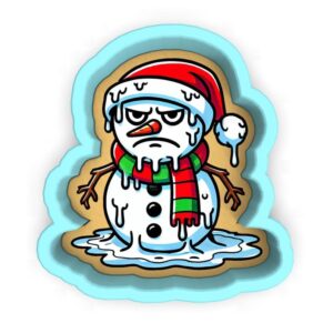 Melting Snowman Cookie Cutter Black cookie Stamp and Stencil Set for Holiday and Christmas Baking, Sugar Cookie Mold, Fondant Cutter, Baking Decoration Tools for Kids and Adults