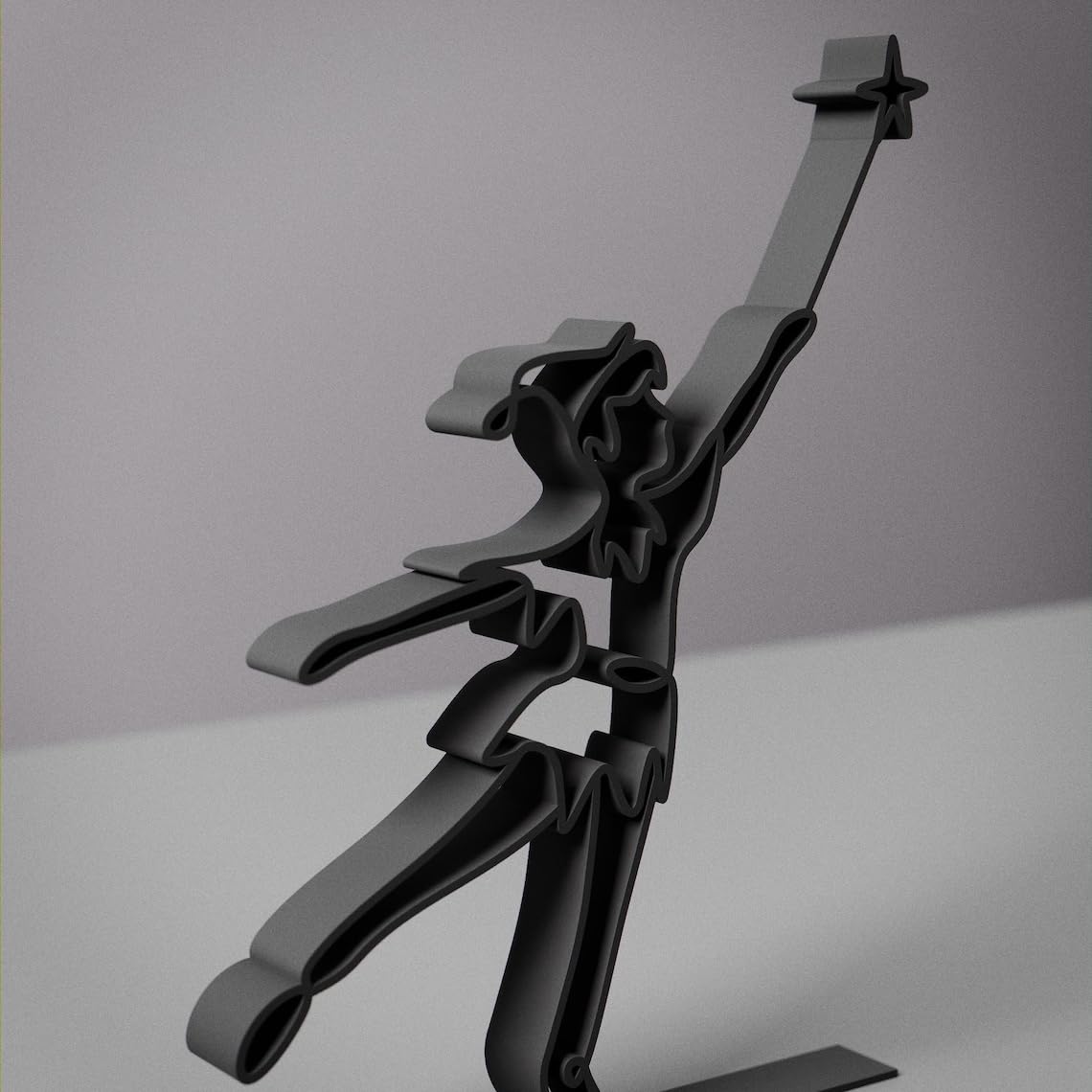 Personalized Peter Pan Plastic Line Art Figure Minimalist Story Character Sculpture with Custom Name for Home Decor Desk Shelf Artistic Fantasy Theme Book Lover Display - Image 3