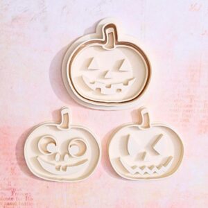 Pumpkin with Faces Cookie Cutter Set for Halloween Party Baking Autumn Fall Decoration Fondant Sugar Paste Cupcake Crafts DIY Cookies for Kids Family Kitchen Activities and Holiday